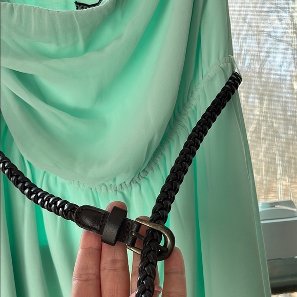 Express Green High Low Sundress Asymmetrical Neckline - Picture 5 of 9